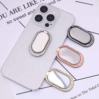 Accessoires de téléphonie mobile en gros : Support de téléphone portable pliable et portable, mini anneau de maintien pour smartphone, avec motif diamant ovale
