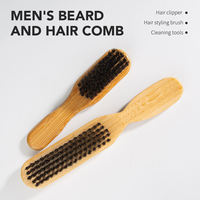 Brosse à barbe en bambou à poils de sanglier doux pour hommes, brosse de toilettage OEM pour barbier, soin de la barbe, coiffage et nettoyage des cheveux