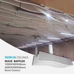 Panneaux acoustiques suspendus en fibre de verre aspect bois ondulé pour plafond, design cinéma, 80 Grey Blackfiberglass Sheet - Product Image 4