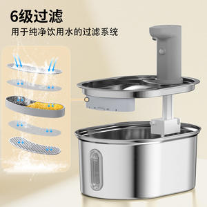 Fontaine à eau pour chat en acier inoxydable, distributeur automatique à circulation continue alimenté par batterie 1010g pour chiens et chats - Product Image 2