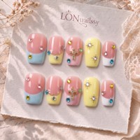 Ongles à presser tendance, évasés 3D 2.0, courbes carrées, faits main en acrylique PMMA français, couvrance totale, réutilisables, 10 pièces