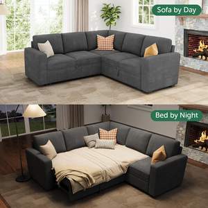 <span class=keywords><strong>Sofa</strong></span> Modular korduroi berbentuk L, <span class=keywords><strong>Sofa</strong></span> bagian konvertibel untuk ruang tamu, <span class=keywords><strong>Sofa</strong></span> tidur Pull-Out dengan kupon tempat duduk penyimpanan - Product Image 4