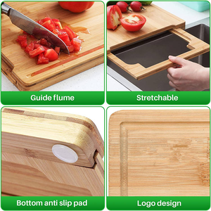 Planche à découper extensible en bambou pour évier de cuisine avec plateau - Product Image 5