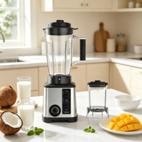 Blender multifonction 2 en 1 avec base en acier inoxydable, grande capacité, mixeur-presse-agrumes avec gobelet de broyage pour usage domestique et commercial