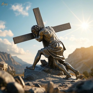 Famosa religione cattolica cristiana statua in ottone gesus 14 stazione nona stazione a grandezza naturale giesus cade terza volta scultura in bronzo - Product Image 6