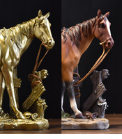 Figurine de cheval galopant mobile en résine Art Déco de luxe pour Pâques, décoration de la maison, salon, bureau, artisanat et décoration