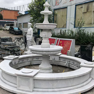 Fontaine en pierre sculptée, style européen, pour extérieur, avec bassin à colonnes en marbre, ensemble complet pour aménagement paysager - Product Image 5