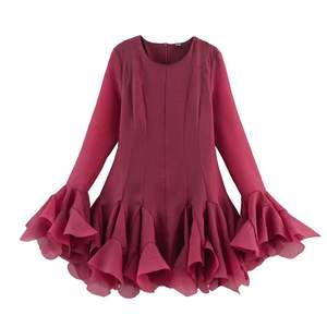 Robe d'été pour femmes, style européen et américain, col rond, décontractée, mini, à volants, en dentelle, respirante, naturelle - Product Image 6