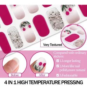 Flower Semi Cured Gel Nail Wraps 20 Strips NG200172 Uv Gel Nail Stickers