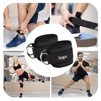 NQ SPORTS Sangles de cheville respirantes et réglables en néoprène rembourré pour machines à câble de gym, support d'entraînement avec anneau en D personnalisable