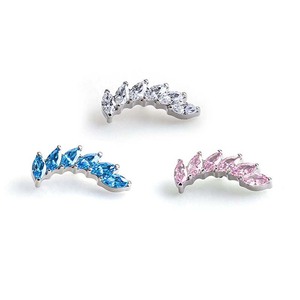 Boucles d'oreilles en alliage de titane incrustées de zircon en forme de plante, pour cartilage d'oreille, accessoires de bijoux - Product Image 1