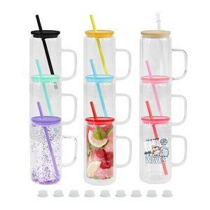 <span class=keywords><strong>Glas</strong></span> mit Henkel, 16 oz, <span class=keywords><strong>Sublimation</strong></span>, Doppelwandiger Glasbecher, Bunter Deckel, Schneekugel-Dosen, Vorgebohrtes Loch - Product Image 1