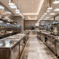 Ensemble complet d'équipements de cuisine en acier inoxydable pour restaurant et hôtel