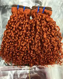 סיטונאי גולמי פומי וייטנאמי שיער בורמזאי 100% שיער אדם חבילות גל חבילות מתולתלות שיער אדם ג'ינג'ר חום צבע 10~30 אינץ'