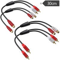 Ultra yumuşak Metal korumalı Altın kaplama Bakır çekirdekli Erkek Dişi RCA Ayırıcı Kablo1'den 2'ye Araç Amplifikatörleri için Ses Adaptörü Ev