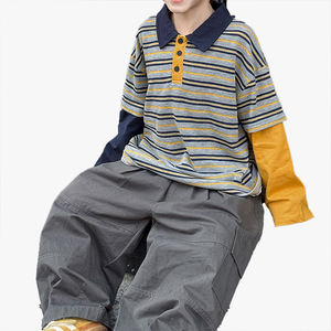 Nouvelle Collection Printemps 2026 : Ensemble Polo Rayé Bicolore pour Garçons avec Col Revers – Deux Pièces pour Enfants - Product Image 5