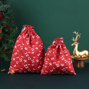 Sacs cadeaux de Noël à cordon de serrage pour emballage sec, 17x22cm, 20x30cm, 30x40cm, imprimés flocons de neige et rennes, en polyester et coton, pour les fêtes - Product Image 4