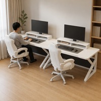 Dubbele computerbureau, dubbele werkplek, gaming bureau, meubelset voor koppels, thuiskantoor, slaapkamer en gedeelde werkruimte