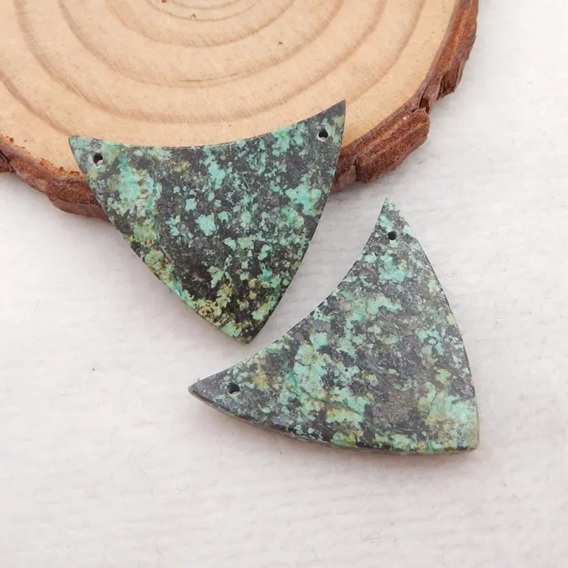 Groothandel Ruwe Edelsteen Dubbele Gat Afrikaanse Turquoise Slice Edelsteen Voor Vrouwen Diy Oorbel