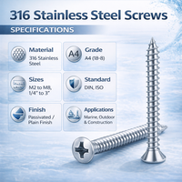 Custom Marine Grade 316 Stainless Steel Screws for Boat and Outdoor Use A4 Marine Fasteners OEM 316 Stainless Steel Screws