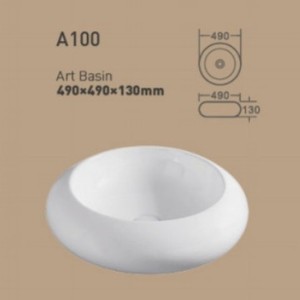 Lavabo de salle de bain en céramique A100 Art Basin 490x490x130mm à poser sur comptoir - Product Image 1