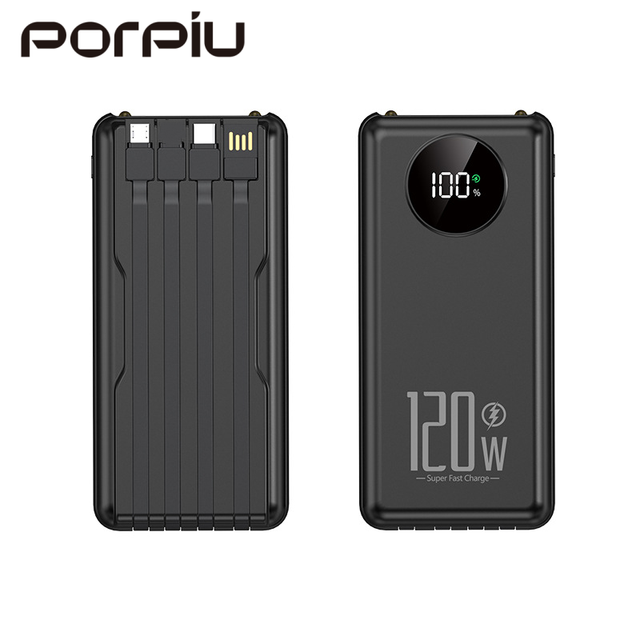 PORPIU Portable Power Banks With High Capacity 20000mAh Power Bank Fast Charging LED Display USB C Type-C Users