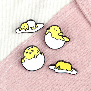 Broche en alliage Huang Ge Lazy Egg, motif œuf de dessin <span class=keywords><strong>animé</strong></span> <span class=keywords><strong>japonais</strong></span> et coréen, mignonne et amusante, avec motif œuf et fleur, épingle pour enfant - Product Image 2
