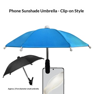 Support de téléphone portable avec parapluie pare-soleil, clip extérieur, anti-pluie, anti-reflet, design minimaliste, 8 baleines, petit parapluie - Product Image 2
