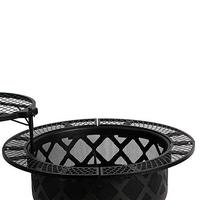 Foyer extérieur à bois avec grille de cuisson amovible rapidement, noir, 32 pouces