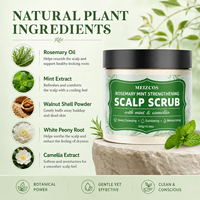 Gommage capillaire à la menthe et au romarin 300g, crème exfoliante à la poudre de coquille de noix, pour éliminer les accumulations de sébum et les pellicules, contrôle du sébum, soin rafraîchissant du cuir chevelu