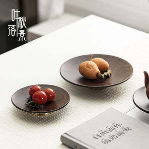 Chinese Pastry Plate Round Walnut Wood Stemmed Fruit <b>Snack</b> <b>Tray</b> Minimalist New Chinese Style Party Use - Product Image 5