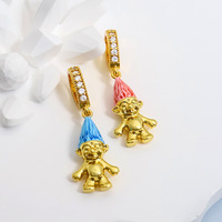 DIY Elf Charms 18K oro latón circón encanto colorido esmalte Pelo Largo Hada COLLAR COLGANTE para mujer joyería regalos