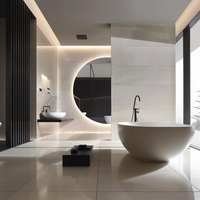 Miroir de salle de bain LED moderne en demi-lune personnalisé certifié CE avec éclairage tactile sans cadre pour hôtel et spa
