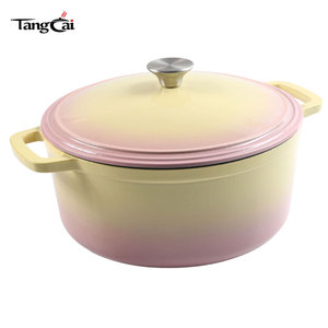 Promotion : <span class=keywords><strong>Cocotte</strong></span> <span class=keywords><strong>en</strong></span> <span class=keywords><strong>fonte</strong></span> émaillée de 26 cm (4,7 QT) avec couvercle pour cuisine et restaurants – Construction métallique - Product Image 5