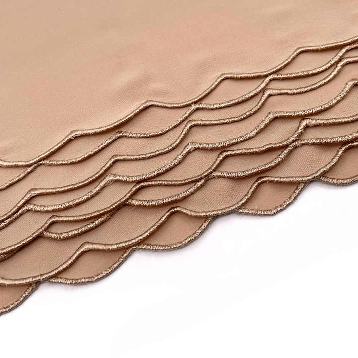 70*180 Customize Sulam Bawal Embroidery Edge Scallop Tudung Malaysia Chiffon Hijab Shawls Scarves