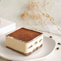 Vente en gros Récipients rectangulaires en plastique de tiramisu acrylique pour dessert, gâteau, pouding, biscuits, boîtes d'emballage pour bonbons tiramisu