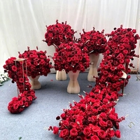 Centre de table en soie artificielle, rose rouge bordeaux et gypsophile, pour mariage, anniversaire, fête, décoration d'événements