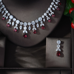 HIBRIDE Brillant AAA Cubique Zircone Collier De Mariée <span class=keywords><strong>Ensemble</strong></span> De Bijoux <span class=keywords><strong>pour</strong></span> Femmes Robe De Mariée Accessoires <span class=keywords><strong>Ensemble</strong></span> De Bijoux N-1173 - Product Image 3