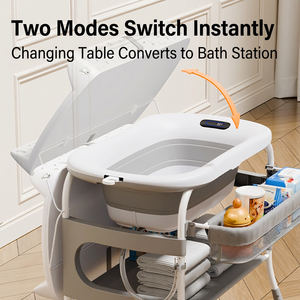 2-in-1ベビーおむつ交換台兼折りたたみ式新生児用お風呂台（収納付き） - Product Image 4