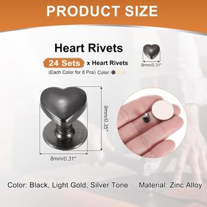 PATIKIL Mm Ensembles de rivets en forme de cœur, rivets à double capuchon pour le cuir, la confection, la décoration, la réparation, le bricolage et les vêtements - Product Image 2