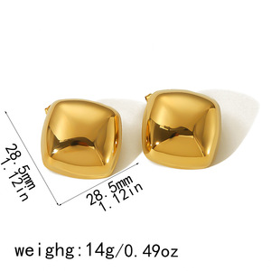 ต่างหูสตั๊ดเหล็กไทเทเนียมทรงเรขาคณิต 18K ทองสแตนเลส TE6659 สำหรับใส่แฟชั่น - Product Image 4