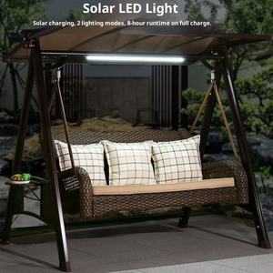 Silla Columpio Doble de Estilo Americano para Exteriores, con Energía Solar, Construcción de Aluminio Fundido, para Patio o <span class=keywords><strong>Terraza</strong></span> - Product Image 3