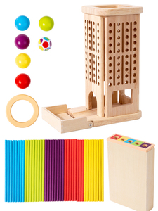 Palos de madera Dados Juego de equilibrio Juego de mesa de madera Matemáticas Montessori Juguete educativo Habilidades motoras finas Juguetes de conteo Viajes para niños - Product Image 2
