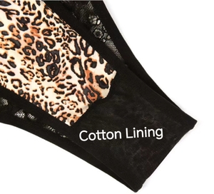 Culotte tentante femmes taille haute léopard t-back voir à travers la garniture en dentelle érotique séduisant élargissement ceinture respirant glace soie - Product Image 6