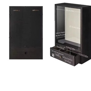 Wooden Pet <b>Memorial</b> Photo <b>Frame</b> Black Rectangle Wall Mountable With Drawer For Dog Cat <b>Memorial</b> Living Room Bedroom - Product Image 2
