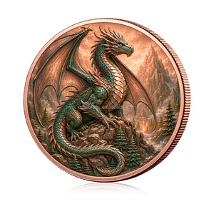 Pièce de collection personnalisée OEM ODM en cuivre fin .999 de 5 oz, ronde, avec relief 3D et impression couleur, représentant des créatures mythiques - Product Image 3