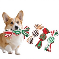 Jouets pour chiens en corde de coton à nouer, en forme de bonbons de Noël, rayés, interactifs et à mâcher - Vente en gros disponible