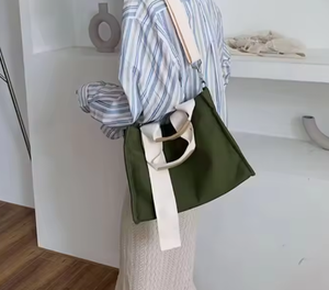 Sac fourre-tout en toile de coton de grande capacité, écologique, de haute qualité, personnalisé avec logo et poignée en ruban imprimé - Product Image 6