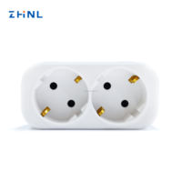Adaptateur de prise électrique européenne ZHNL OEM avec logo personnalisé, 2 broches, 2 prises CA, interrupteur de sécurité, multiprise européenne 2 prises Schuko