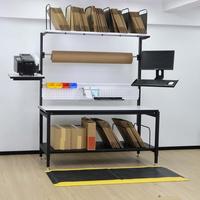 Table d'emballage réglable avec accessoires modulaires et rangement pour l'emballage en entrepôt, fabricant OEM